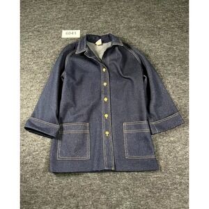 Vintage Graff Californiawear Shacket Womens 8 Blue Button Front Long Sleeve